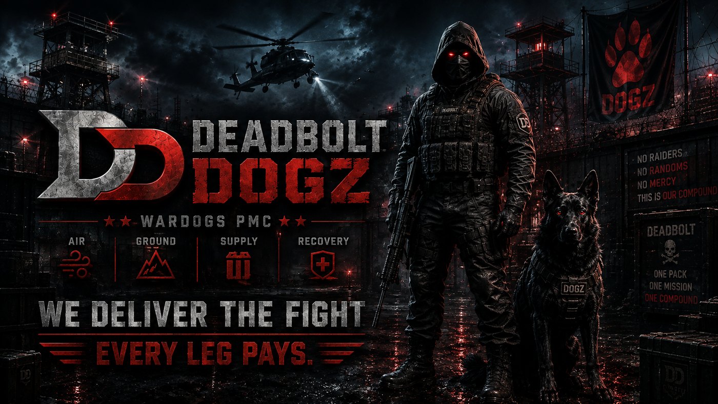 The Operator and Dogz beneath a hovering helicopter — we deliver the fight, every leg pays.